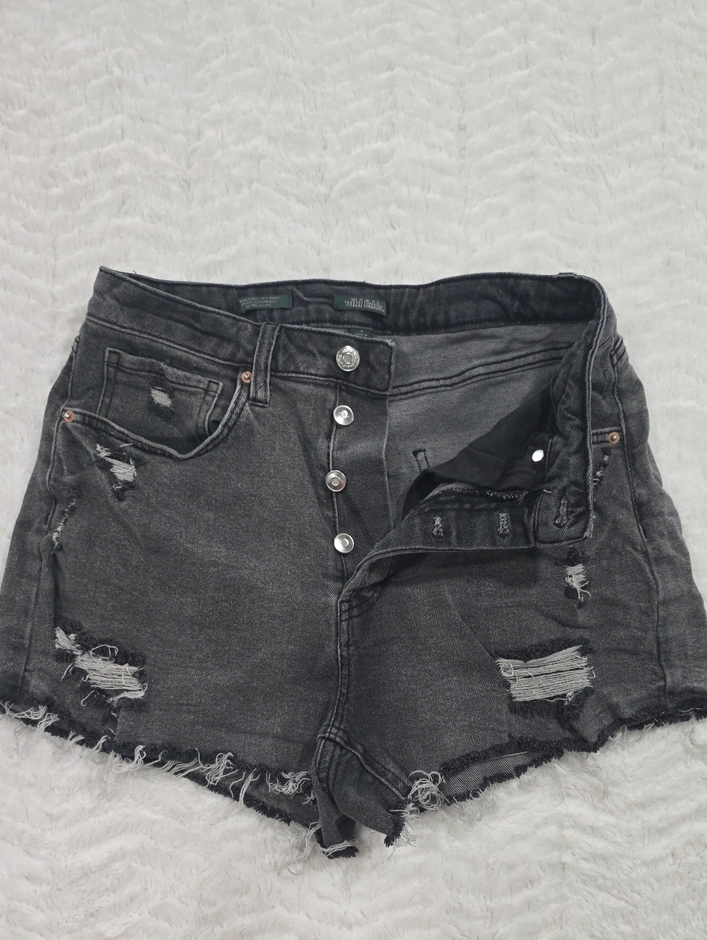 Wild Fable Black Distressed Button-Front Denim Shorts